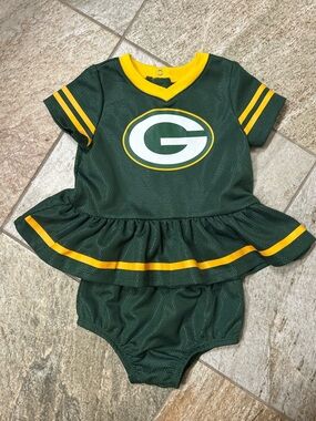 NFL Green Bay Packers Baby Dress Outfit 3-6 Months NWOT Cheer Style Set